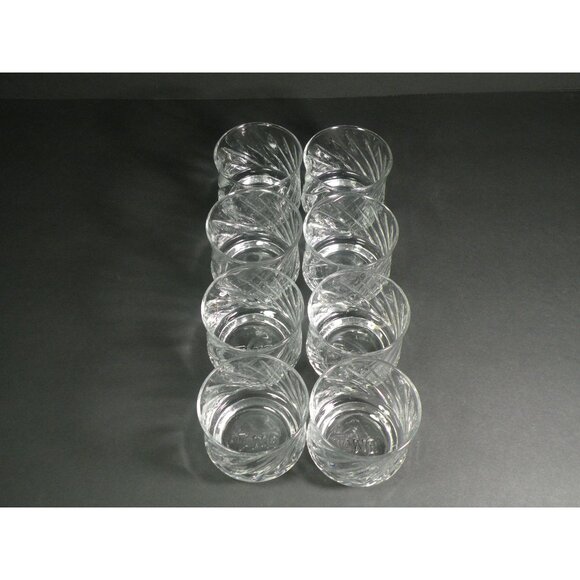 Tang Embossed Clear Glasses Set Of 8 With Swirled Pattern - Retro Drinkware - Picture 3 of 9